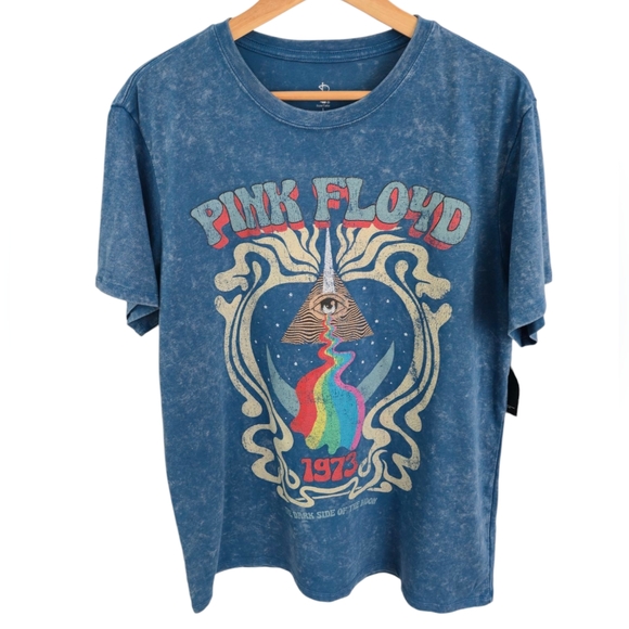 Pink Floyd Other - NWT Pink Floyd Graphic Tshirt 1973 Dark Side Moon Washed Blue Size Large